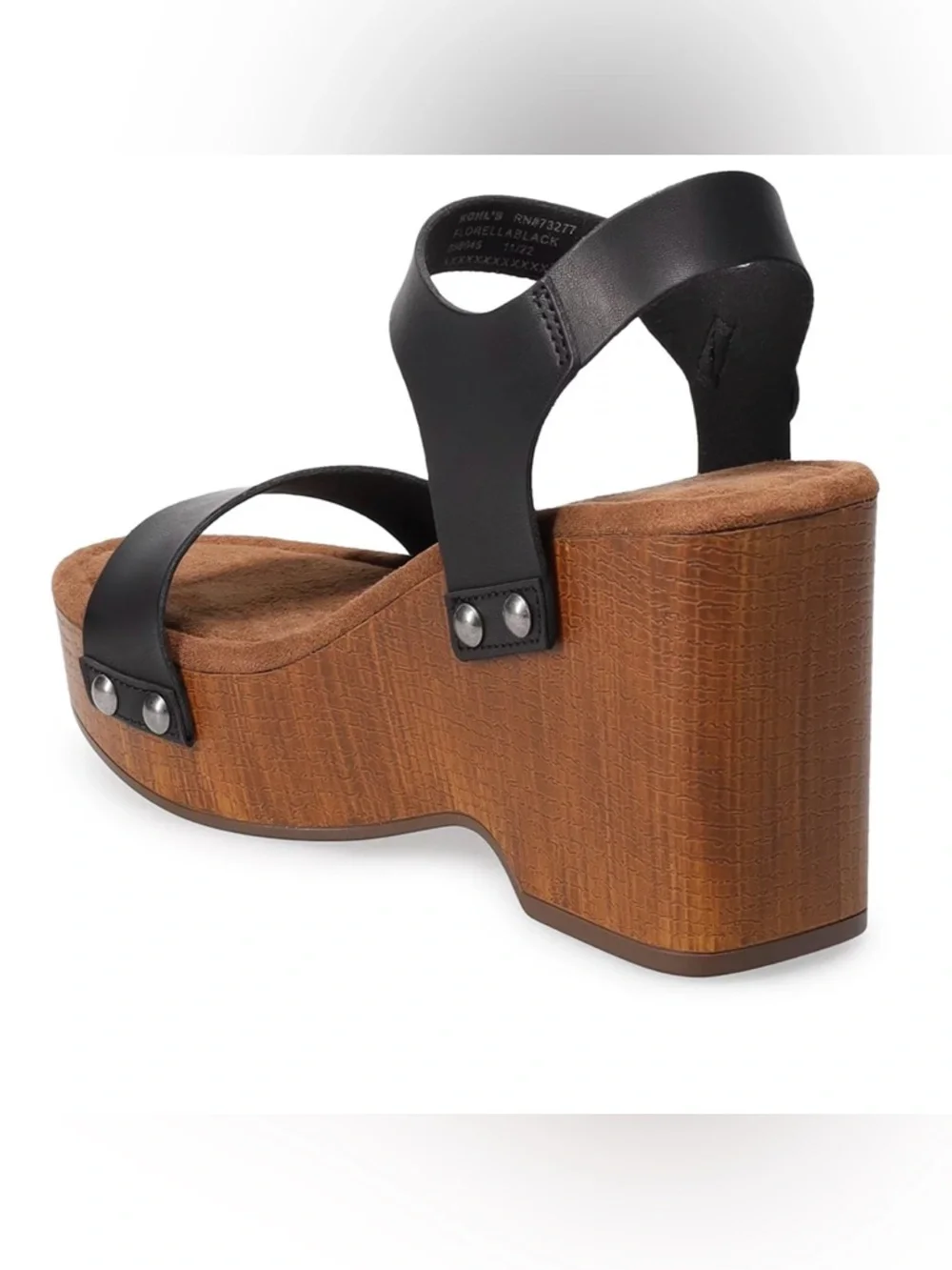 SONOMA GOODS FOR LIFE ORTHOLITE ECO STYLE FLORELLA BLACK WEDGE SANDALS 7.5